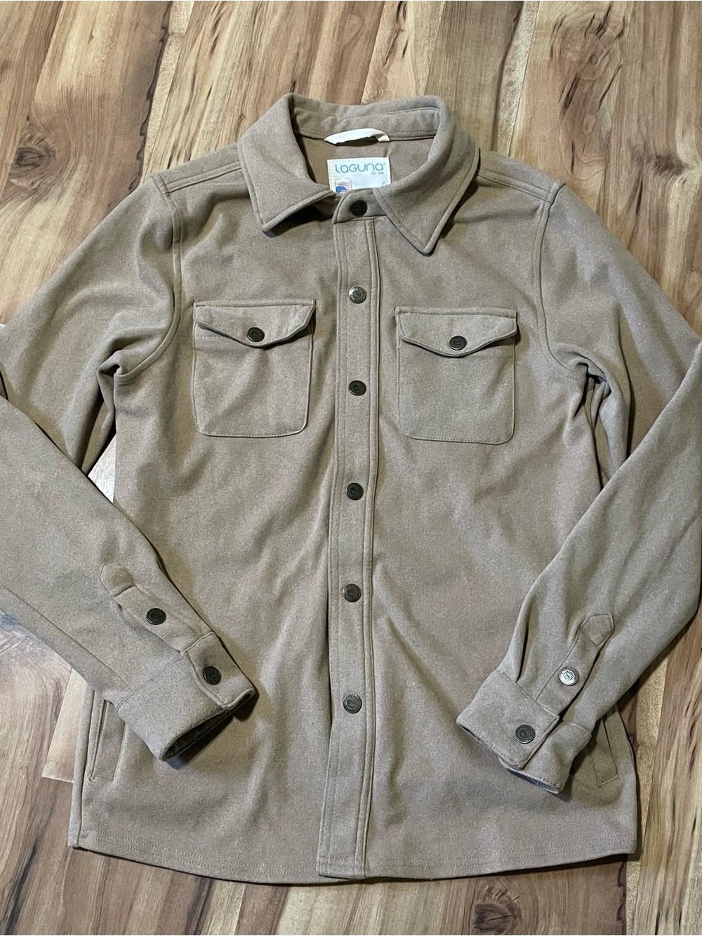 Laguna Tan Fleece Button Up Shirt Jacket Shacket Men’s Small Cozy Fall Layer